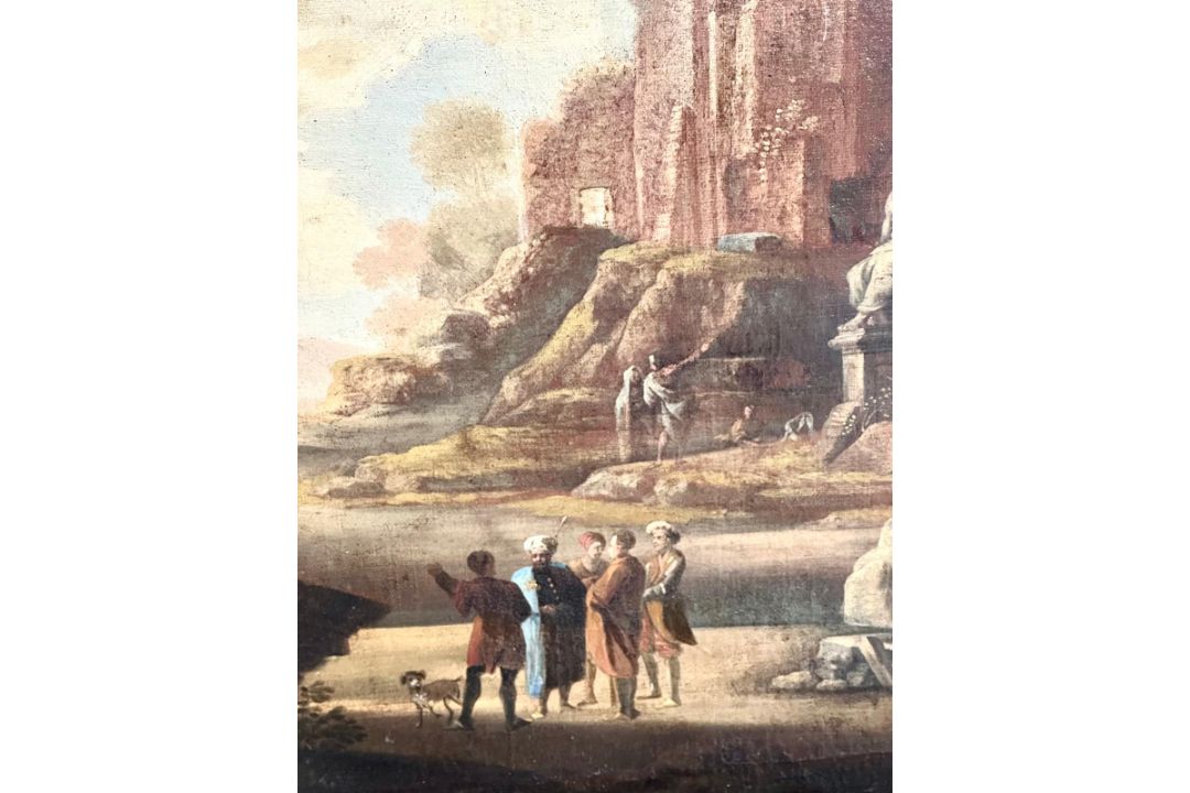 Weenix, Jan Baptist (1621 - um 1660), zugeschrieben, Idealisierte Landschaft mit antiken Ruinen - Bild 12 aus 13