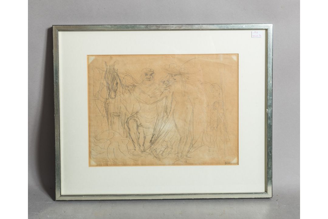 Corinth, Lovis (1858 - 1925), Figürliche Skizze eines Paares - Bild 1 aus 2