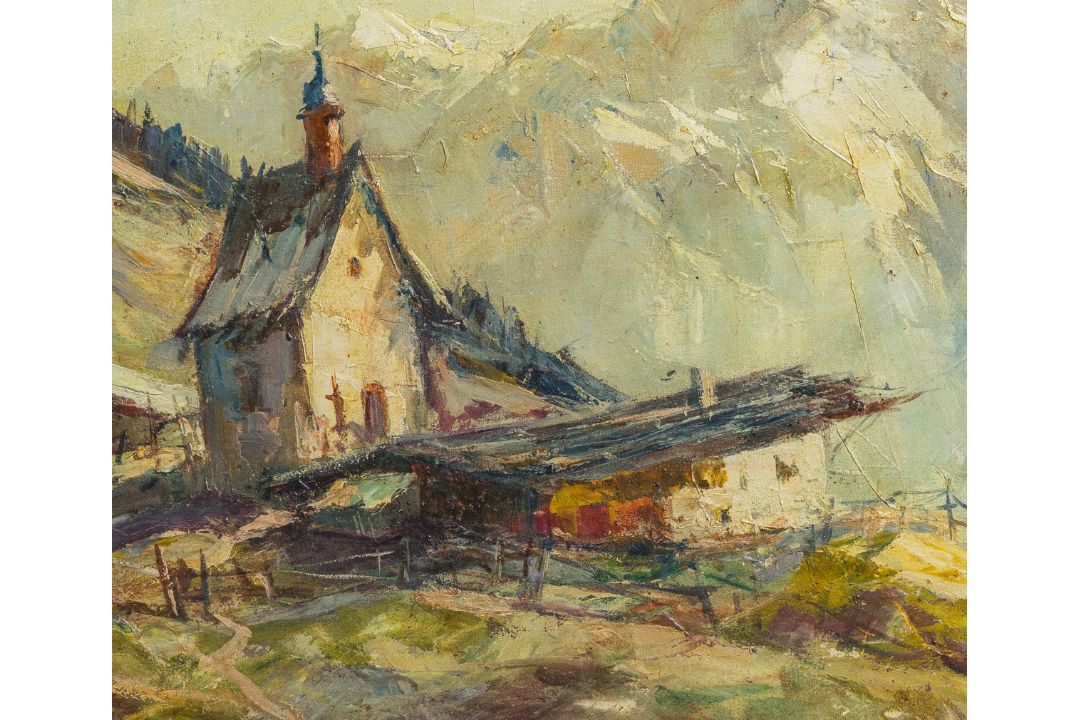 Holtmann, Willi (1908 - 1984), Kapelle vor Gebirgskulisse - Bild 3 aus 4