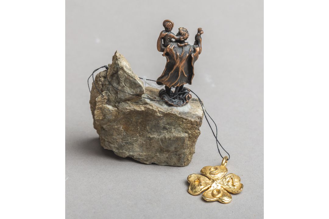 Kleine Statuette auf Steinsockel "Heiliger Christophorus" (Juwelier Weiland, Mainz) - Bild 4 aus 4