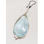 Anhänger mit Aquamarin und Diamantbesatz 750 WG