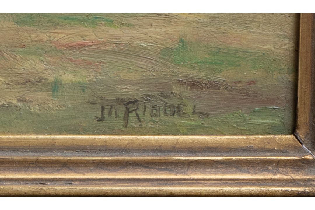 Riddel, James Alick (1857 - 1928), Landschaft nach der Getreideernte - Bild 4 aus 4