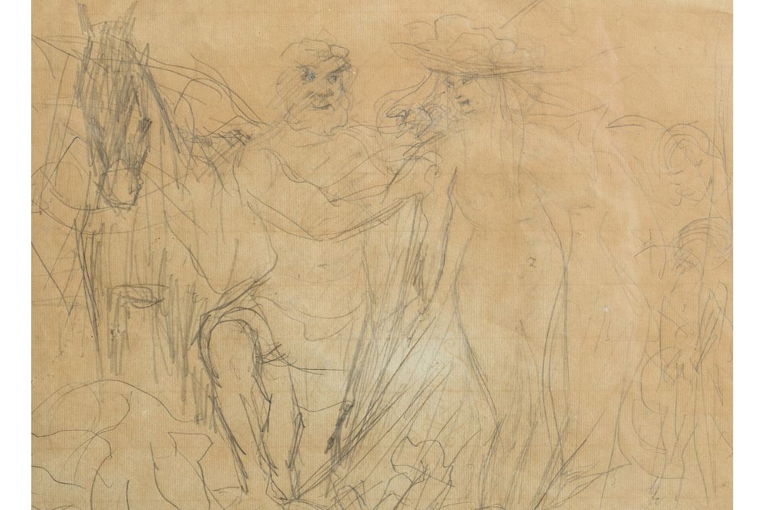 Corinth, Lovis (1858 - 1925), Figürliche Skizze eines Paares - Bild 2 aus 2