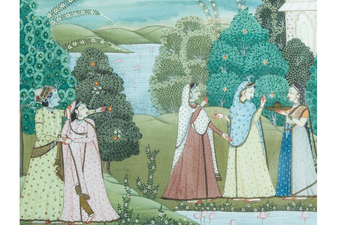 Künstler/in unbekannt (wohl Persien, 20. Jh.), Gartenlandschaft mit zwei Figuren - Bild 2 aus 2