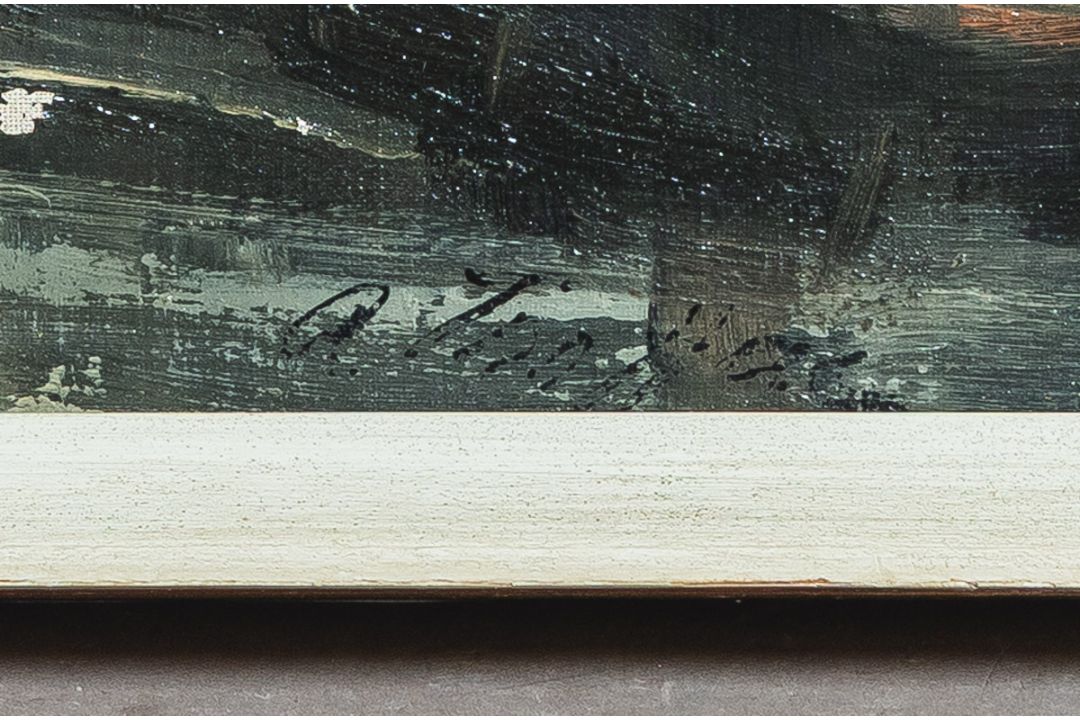 Unleserlich signiert (19./20. Jh.), Fischerdorf - Bild 4 aus 4