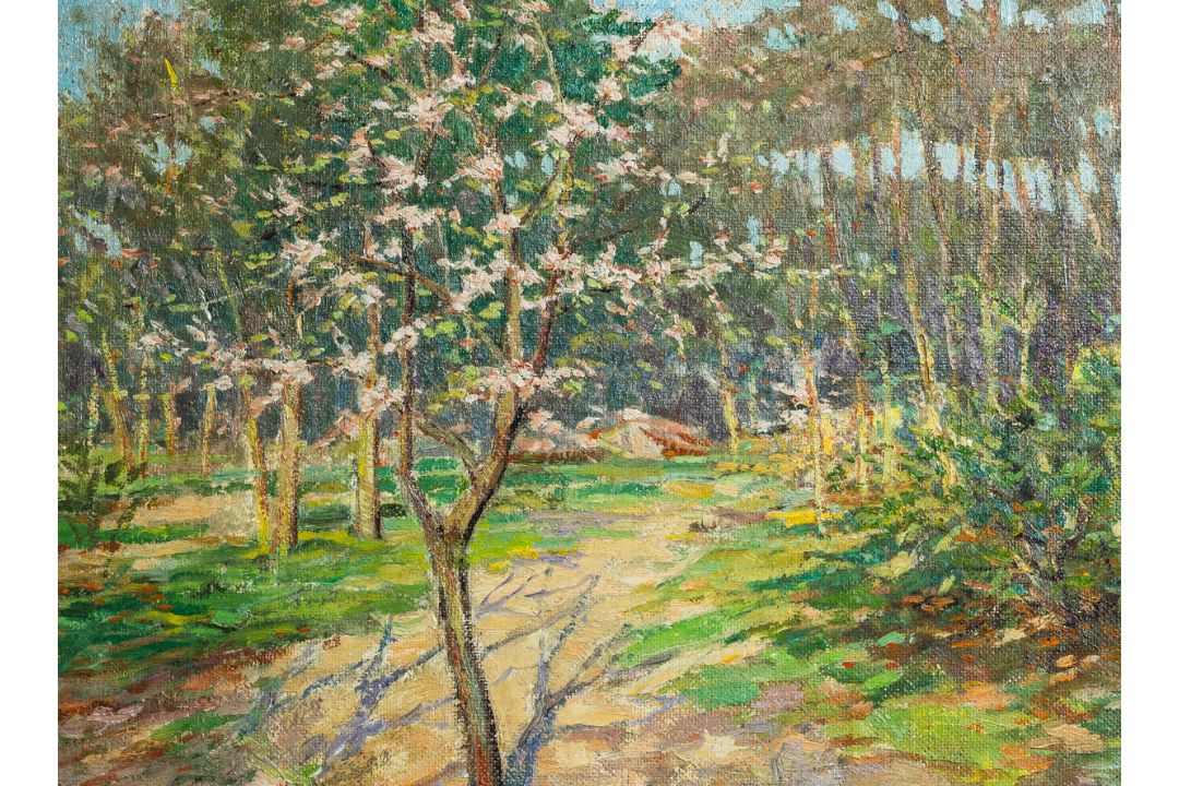 Unleserlich signiert (20. Jh.), Blühende Baumlandschaft - Bild 3 aus 4