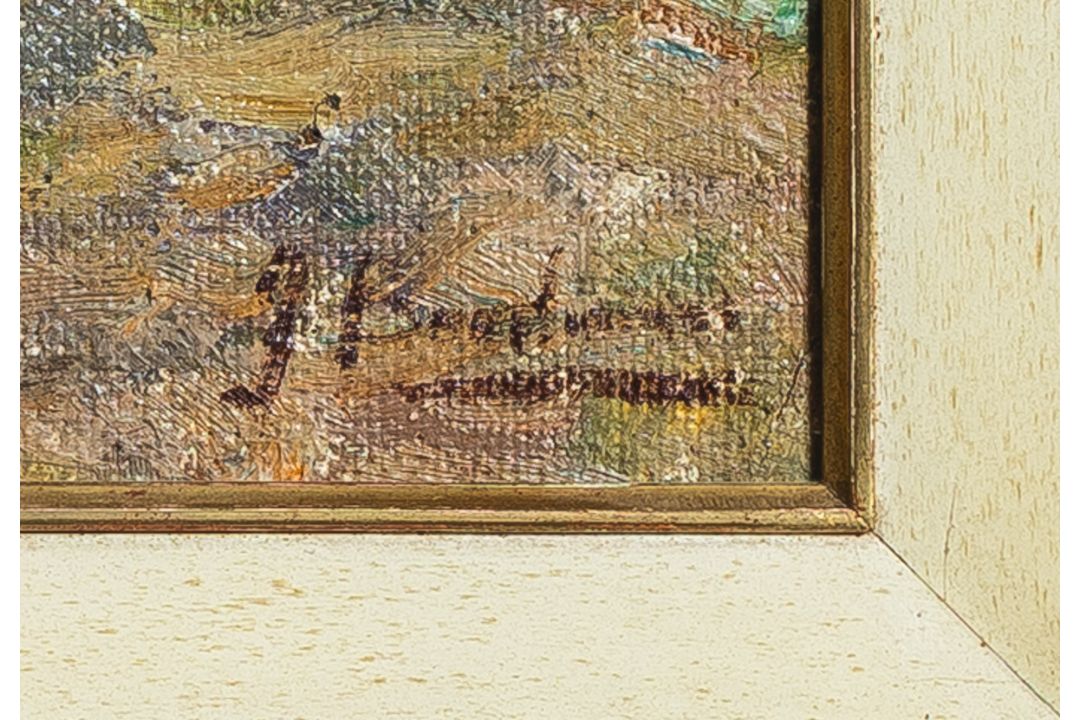 Unleserlich signiert (20. Jh.), Blühende Baumlandschaft - Bild 4 aus 4