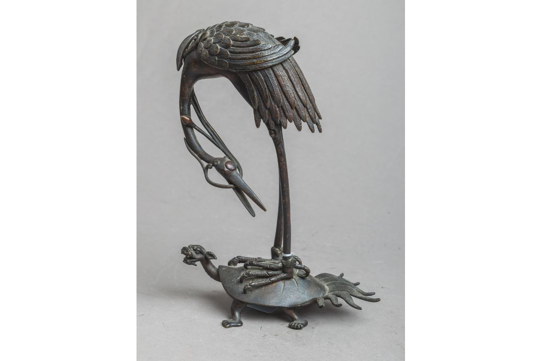 Japanischer Kerzenhalter "Tsuru-Kame" (Meiji-Zeit, 19./20. Jh.) - Bild 1 aus 3