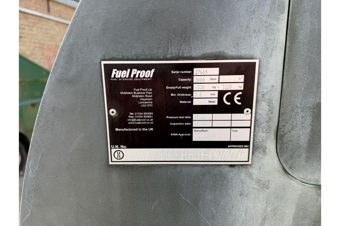 (18) Fuel Proof 2,000L diesel & 200L AdBlue tank, towable fuel bowser, with electric fuel pump, - Image 5 of 5