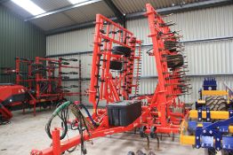 He-Va 8m Euro-Tiller Hydraulic folding tined cultivator with depth wheels and 7 rows of spring