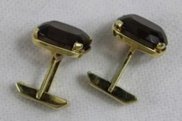 Rauchquarz Manschettenknöpfe 585 Gold