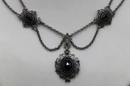 Granat Trachtencollier 835 Silber