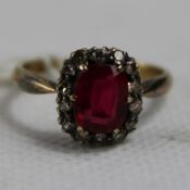 Rubin Diamantring 585 Gold 1. H. 20 Jh.