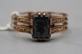 Hämatit Blutstein Gemme Ring 330 Gold um 1900
