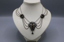 Granat Silber Collier Trachtenschmuck