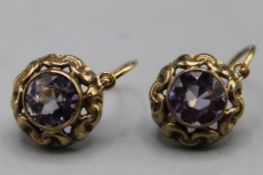 Amethyst Ohrringe 333 Gold 1. H. 20 Jh.