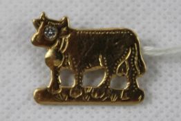 Kuh Brosche 585 Gold