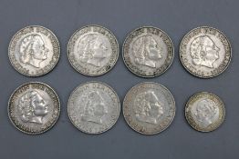 Silbermünzen Niederlande Konvolut 8 St.
