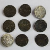 30 Kreuzer Silber Münzknöpfe Trachtenknöpfe 9 St.