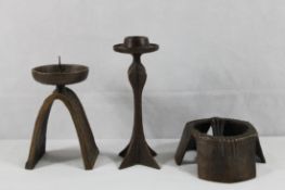Bronze Kerzenständer Brutalismus Konvolut 3 St.