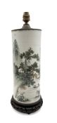A CHINESE REPUBLIC PERIOD VASE ADAPTED FOR A LAMP, SIGNED BY MAKER