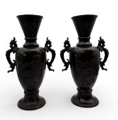 A PAIR OF 19TH CENTURY JAPANESE BRONZE VASES