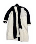 SALVATORE FERRAGAMO: A BLACK AND CREAM 100% WOOL COAT, SIZE SMALL