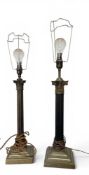 A MATCHED PAIR OF CORINTHIAN COLUMN TABLE LAMPS
