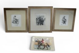 LISA BROOKSBY (BRITISH, CONTEMPORARY): FOUR WORKS ON PAPER DEPICTING EQUESTRIAN SCENES