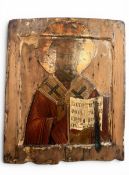 A 19TH CENTURY RUSSIAN ORTHODOX ICON OF SAINT NICHOLAS