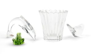 A BACCARAT FLUTED CRYSTAL VASE