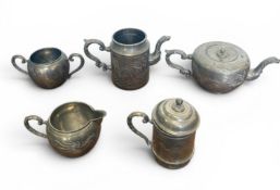A CHINESE PEWTER TEA SET