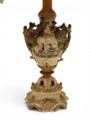 A LATE 19TH CENTURY GERMAN PORCELAIN VASE ADAPTED FOR A TABLE LAMP