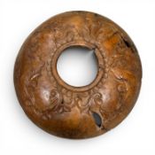 A CONTINENTAL CARVED WALNUT PENDANT LIGHT FITTING, 19TH CENTURY