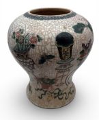A LARGE CHINESE LATE QING DYNASTY BALUSTER VASE DECORATED WITH ANTIQUES AND FLORAL SPRAYS