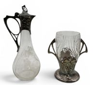 WMF: A PEWTER MOUNTED GLASS DECANTER