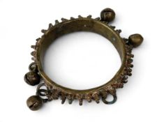 AN INDIAN CAST BRASS HINDU BRACELET, CAST WITH RELIGIOUS FIGURES, SOUTH INDIA, CIRCA 18TH C