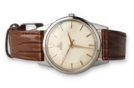 AN OMEGA STEEL AUTOMATIC WATCH