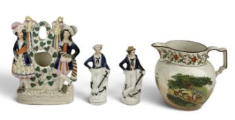 A STAFFORDSHIRE POCKET WATCH STAND