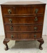 Bow fronted four drawer chest of drawers on cabriole legs - 58cm x 46cm x 77cm