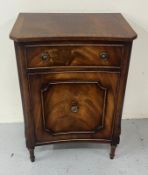 Reproduction side cabinet with panelled door opening to shelf with drawer above (50cm x 32cm x
