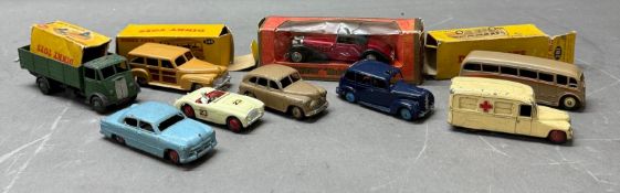 A selection of die cast toy cars of various makers to include Dinky Toys and Matchbox