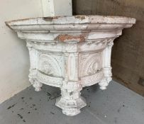 A white panted gothic revival paster wall shelf or console H55c W52c D38c