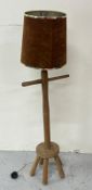 Mid-century floor standing lamp on wooden base (H123cm)
