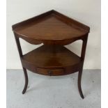 Victorian mahogany corner washstand with drawer to bottom shelf (H87cm x 40cm x 59cm)