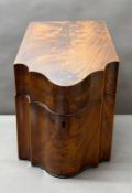 A mahogany serpentine fronted knife box with hinged lid Condition Report some splits and damage to
