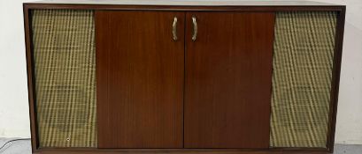 A Garrard Mid Century radiogram with internal turn table and amplifier flanked by speakers Height