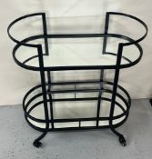Tea trolley by Margit Brandt with mirror shelves on castors
