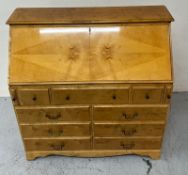 A Birchwood bureau desk, drop front fitted interior H106cm W104cm D44cm