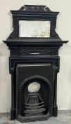 Victorian cast iron fireplace with integrated mirror (insert H90cm W60cm D20cm) (H184cm W100cm
